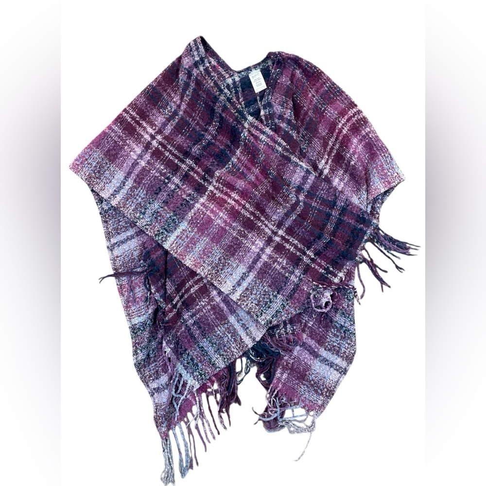 Women’s Woolrich Wrap Shawl Blanket Scarf Purple Plaid Luxury Old Money Cozy OS